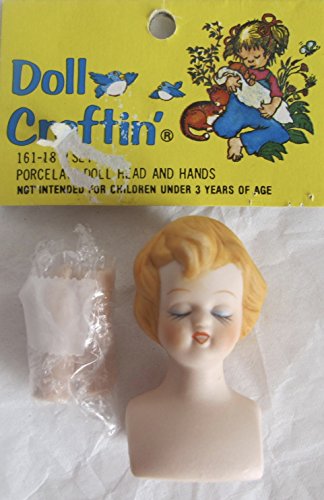 0081081118716 - DOLL CRAFTIN' CRAFT 1 SET OF PORCELAIN DOLL HEAD 2 (CLOSED EYES) AND PAIR OF HANDS EACH 1-1/8 LONG W MOLDED BLONDE HAIR (MANGELSEN'S)