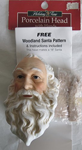 0081081161057 - HOLIDAY TIME CRAFT SET OF 1 PORCELAIN WOODLAND SANTA DOLL HEAD 4-1/4 AND PAIR OF HANDS EACH 2-1/4 LONG W WOODLAND SANTA PATTERN & INSTRUCTION SHEET (MANGELSEN'S, MADE IN TAIWAN)