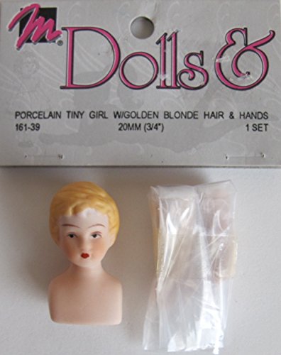 0081081161392 - MANGELSEN'S CRAFT SET OF 1 PORCELAIN 'TINY GIRL' DOLL HEAD 1-1/4 (PACK SIZE 3/4) AND PAIR OF HANDS EACH 1-1/8 W MOLDED GOLDEN BLONDE HAIR