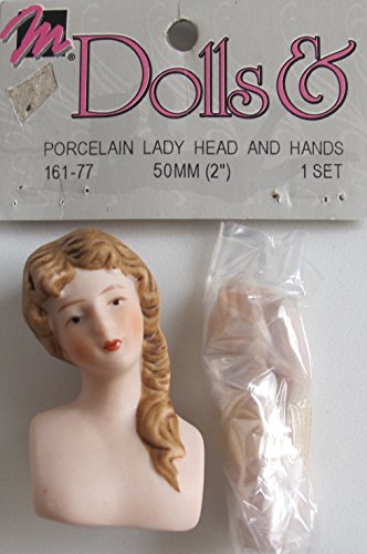 0081081161774 - MANGELSEN'S CRAFT SET OF 1 PORCELAIN 'LADY' DOLL HEAD (SLANTED) 2 AND PAIR OF HANDS EACH 1-3/4 W MOLDED REDDISH HAIR