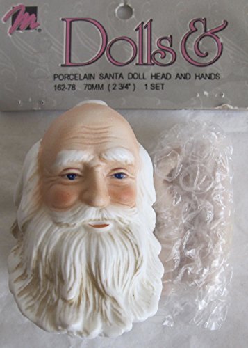 0081081162788 - MANGELSEN'S CRAFT SET OF 1 PORCELAIN SANTA DOLL HEAD 2-3/4 AND PAIR OF HANDS EACH 2 LONG W PARTIAL BALDING ON HEAD TOP