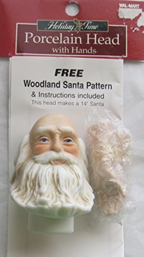 0081081162917 - HOLIDAY TIME CRAFT SET OF 1 PORCELAIN SANTA DOLL HEAD 2-3/4 AND PAIR OF HANDS EACH 2 LONG & PATTERN/INSTRUCTIONS FOR WOODLAND SANTA (MADE IN TAIWAN, MANGELSEN'S)