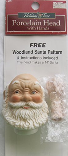 0081081378516 - HOLIDAY TIME CRAFT 1 SET OF PORCELAIN 'BALD SANTA' DOLL HEAD 2-1/2 AND PAIR OF HANDS EACH 1-3/4 LONG & INSTRUCTIONS FOR WOODLAND SANTA (MADE IN TAIWAN)