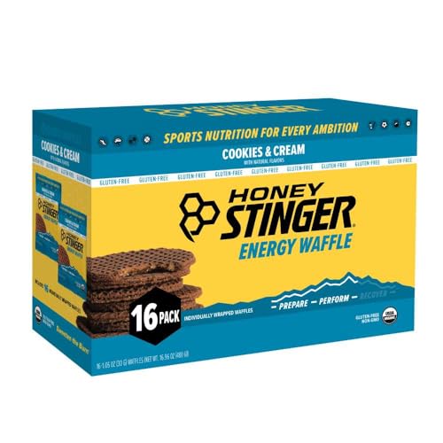 0810815027396 - HONEY STINGER ORGANIC GLUTEN FREE COOKIES & CREAM WAFFLE | ENERGY STROOPWAFEL FOR EXERCISE, ENDURANCE AND PERFORMANCE | SPORTS NUTRITION FOR HOME & GYM, PRE & DURING WORKOUT | 16 WAFFLES, 16.96 OUNCE