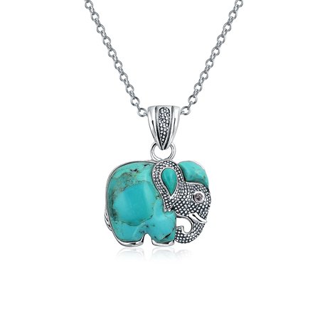 0810901031887 - BALI STYLE GEMSTONE BLUE LAPIS RHODOLITE TURQUOISE DYED JADE ELEPHANT PENDANT NECKLACE FOR WOMEN 925 STERLING SILVER