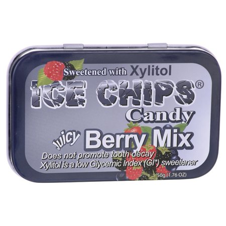 0810906020008 - ICE CHIPS HAND CRAFTED CANDY TIN JUICY BERRY MIX -- 1.76 OZ