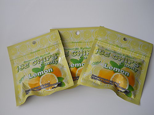 0810906020268 - NEW! ICE CHIPS CANDY IN RESEALABLE PACKETS, LEMON - 3 PACK