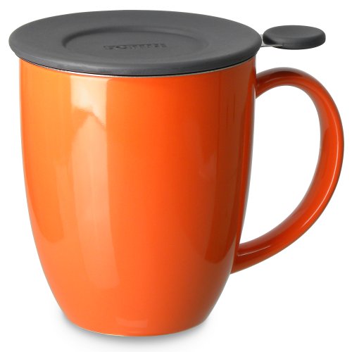 0811017020093 - FORLIFE UNI BREW-IN-MUG WITH TEA INFUSER AND LID, 16-OUNCE, CARROT