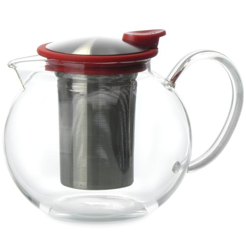 0811017020628 - FORLIFE BOLA GLASS TEAPOT WITH BASKET INFUSER, RED, 38-OUNCE