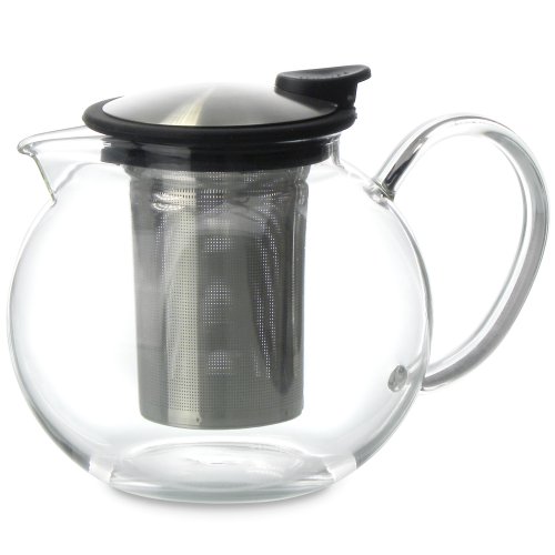 0811017020703 - FORLIFE BOLA GLASS TEAPOT WITH BASKET INFUSER, BLACK GRAPHITE, 38-OUNCE