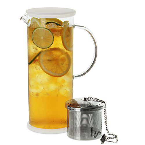 0811017020925 - FORLIFE LUCENT GLASS ICED TEA JUG WITH CAPSULE INFUSER, 48-OUNCE, FROST