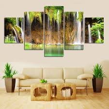 8111166637855 - 5 PANELS HUGE TOP-RATED CANVAS PRINT FOR LIVING ROOM WALL ART HD BEAUTIFUL GREEN WATERFALL PICTURE PAINTING ARTWORK