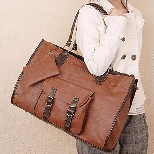 8111167865653 - WOMEN LADY LARGE LEATHER HANDBAG SHOULDER SHOPPING BAG TOTE MESSENGER BAG , CAN HOLD A A4-SIZED DOCUMENTS/BOOKS, AN UMBRELLA,A PHONE, A WALLET, A COSMETIC, ETC (BROWN)