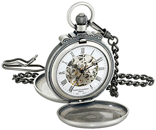 0811233018560 - CHARLES-HUBERT, PARIS 3868-S CLASSIC COLLECTION ANTIQUED FINISH DOUBLE HUNTER CASE MECHANICAL POCKET WATCH