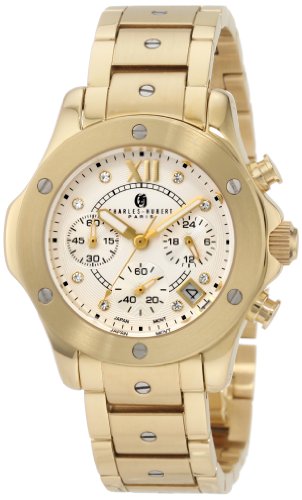 0811233019437 - CHARLES-HUBERT, PARIS WOMEN'S 6782-G PREMIUM COLLECTION GOLD-PLATED STAINLESS STEEL CHRONOGRAPH WATCH