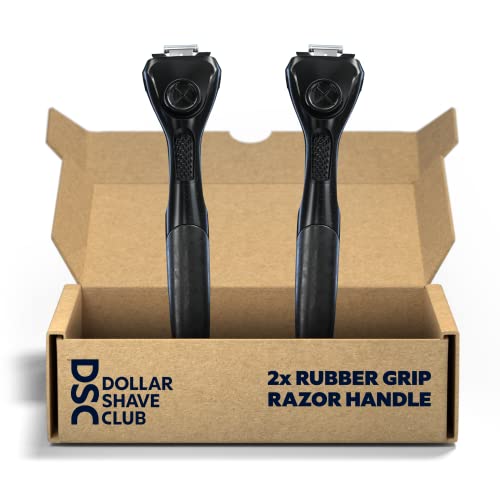 0811346021778 - DOLLAR SHAVE CLUB REPLACEMENT RAZOR HANDLE WITH WEIGHTY METAL AND RUBBER GRIP, SLEEK MATTE BLACK FINISH, BALANCED HOLD WITH EASY GRIP, PACK OF 2 (HANDLES ONLY)
