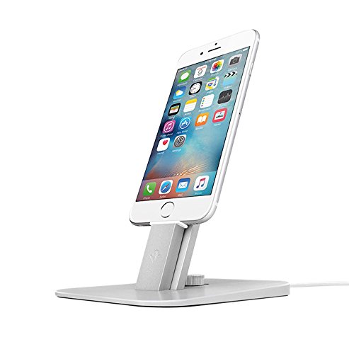 0811370020204 - TWELVE SOUTH HIRISE DELUXE FOR IPHONE/IPAD, SILVER | ADJUSTABLE CHARGING STAND W/LIGHTNING + MICROUSB CABLES