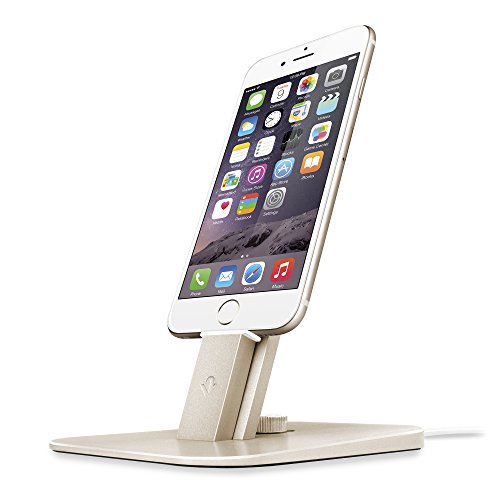 0811370020358 - TWELVE SOUTH HIRISE DELUXE FOR IPHONE/IPAD, GOLD | ADJUSTABLE CHARGING STAND W/LIGHTNING + MICROUSB CABLES