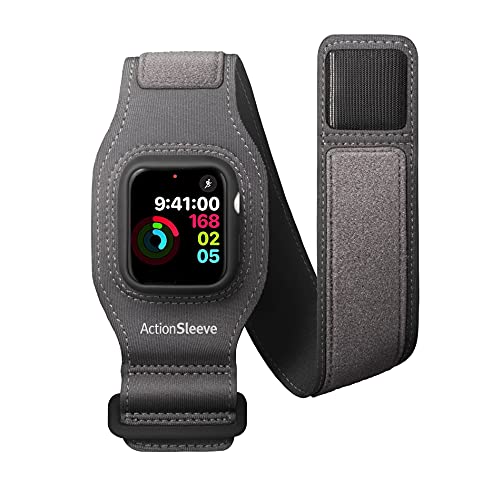 0811370023533 - TWELVE SOUTH ACTIONSLEEVE 2 FOR APPLE WATCH 44MM | UPDATED PROTECTIVE ARMBAND TO FREE YOUR WRIST FOR SPORTS OR ACTIVITIES (GREY)