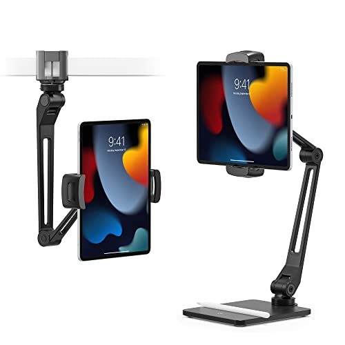 0811370024097 - TWELVE SOUTH HOVERBAR DUO (2ND GEN) FOR IPAD / IPAD PRO/TABLETS | ADJUSTABLE ARM WITH NEW QUICK-RELEASE WEIGHTED BASE AND SURFACE CLAMP ATTACHMENTS FOR MOUNTING IPAD (BLACK)