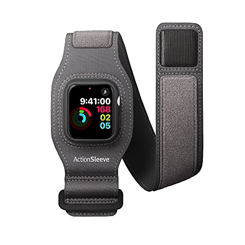 0811370024141 - TWELVE SOUTH ACTIONSLEEVE 2 FOR APPLE WATCH 45MM | UPDATED PROTECTIVE ARMBAND TO FREE YOUR WRIST FOR SPORTS OR ACTIVITIES (GREY)