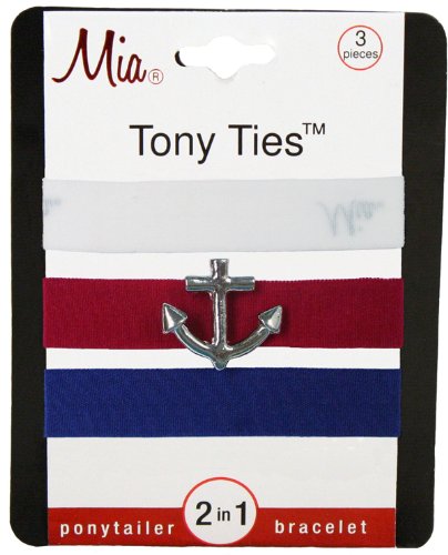 0811491007757 - MIA TONY TIES WITH CHARMS, WHITE, RED WITH ANCHOR, NAVY BLUE