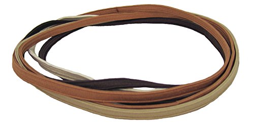 0811491010054 - MIA THIN ELASTIC HEADBANDS-BRA STRAP STYLE GREAT FOR PULLING BACK HAIR OFF FACE! 6 TOTAL: 2 DARK BROWN, 1 LIGHT BROWN, 1 BEIGE, 2 WHITE-ONE SIZE FITS ALL! (6 PIECES PER PACKAGE)