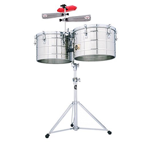 0811513009790 - LATIN PERCUSSION LP258-S-KIT-2 TITO PUENTE THUNDER TIMBS SET - 15-INCH AND 16-INCH STAINLESS STEEL SHELLS WITH HEAVY-DUTY STAND, COWBELL BRACKET, TIMBALES STICK, TUNING WRENCH, LP201BK-P LP RUMBA SHAKER, LPES6 AND LPES7 SALSA COWBELLS AND LP1207 JAMBLOCK