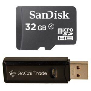 0081159903800 - SANDISK 32GB MICRO SDHC CLASS 4 TF MEMORY CARD MOTOROLA DROID BIONIC ETNA ATRIX 2 4G WITH SOCAL TRADE, INC. MICRO SD HC & SD CARD READER - BULK PACKED