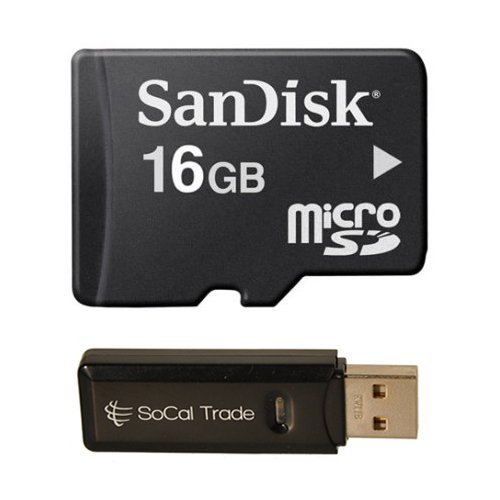 0081159906061 - 16GB SANDISK MICROSD HC MICROSDHC MEMORY CARD 16G (16 GIGABYTE) FOR LG LUCID 3 L80 VOLT L35 G3 G PAD 7.0 8.0 10.1 VISTA G3 S CAT 6 STYLUS L20 L30 L50 FREEDOM II L BELLO FINO WITH SOCAL TRADE, INC. MICROSD & SD USB MEMORY CARD READER