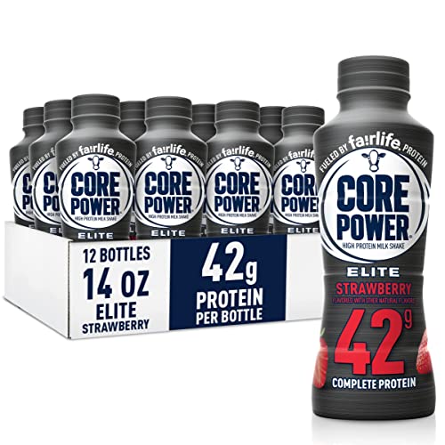0811620021470 - FAIRLIFE CORE POWER ELITE 42G HIGH PROTEIN MILK SHAKE, READY TO DRINK FOR WORKOUT RECOVERY, STRAWBERRY, 14 FL OZ (PACK OF 12)