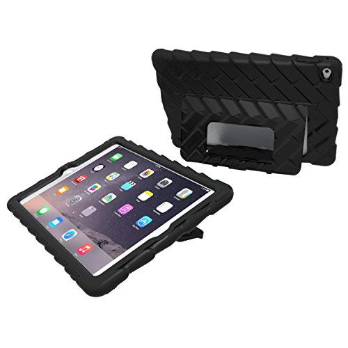0811625025138 - APPLE IPAD AIR 2 HIDEAWAY WITH STAND BLACK GUMDROP CASES SILICONE RUGGED SHOCK ABSORBING PROTECTIVE DUAL LAYER COVER CASE