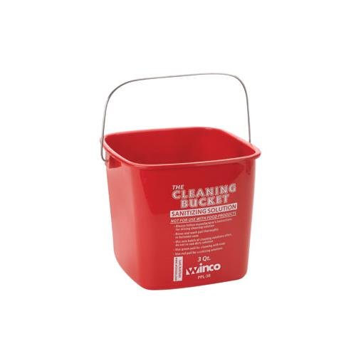 0811642032355 - WINCO PPL-3R CLEANING BUCKET, 3-QUART, RED SANITIZING SOLUTION