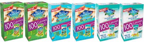 0081175824738 - BLUE DIAMOND ALMONDS 100 CALORIE PACKS - 3 VARIETY FLAVORS (BOX OF 42 / .6-OUNCE SMALL GRAB AND GO BAGS)