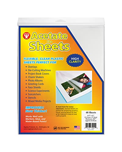 0081187759219 - HYGLOSS PRODUCTS OVERHEAD PROJECTOR SHEETS ACETATE-LIKE TRANSPARENCY FILM, FOR ARTS AND CRAFT PROJECTS AND CLASSROOMS, NOT FOR PRINTERS, 8.5” X 11”, 48 SHEETS