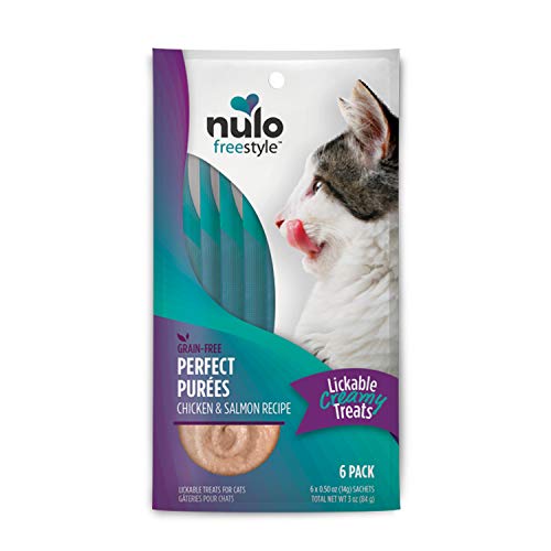 0811939024766 - NULO FREESTYLE PERFECT PUREES - CHICKEN & SALMON RECIPE - CAT FOOD, PACK OF 6 - PREMIUM CAT TREATS, 0.50 OZ. POUCHES - MEAL TOPPER FOR FELINES - HIGH MOISTURE CONTENT AND NO PRESERVATIVES