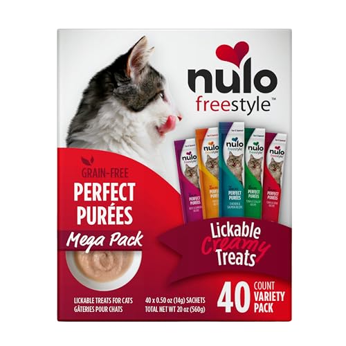 0811939029846 - NULO FREESTYLE GRAIN-FREE PERFECT PUREES PREMIUM WET CAT TREATS MEGAPACK, MEAL TOPPER FOR FELINES, HIGH MOISTURE CONTENT, 0.5 OZ IN LICKABLE POUCH