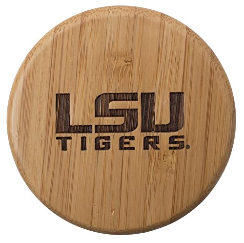 0811988026773 - TOTALLY BAMBOO ROUND SALT BOX WITH LID, LASER ETCHED WITH LOUISIANA STATE UNIVERSITY LOGO