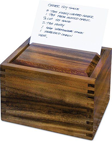0811991283392 - IRONWOOD GOURMET, ACACIA WOOD, 7-INCH BY 6-INCH BY 5.5-INCH RECIPE BOX HOLDS 4 X 6 CARDS