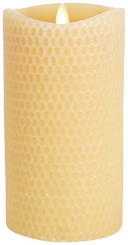 0812078025034 - LUMINARA BEESWAX FLAMELESS CANDLE: 360 DEGREE TOP, UNSCENTED MOVING FLAME CANDLE WITH TIMER (7 YELLOW)