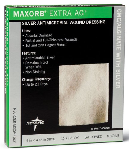 0812082807626 - MAXORB EXTRA AG SILVER ANTIMICROBIAL WOUND DRESSINGS 4 X 4.75, 1 DRESSING
