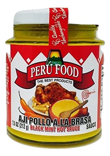 0812125008850 - PERU FOOD AJI POLLO A LA BRASA YELLOW PEPPER AND BLACK MINT HOT SAUCE 7.5 OZ.