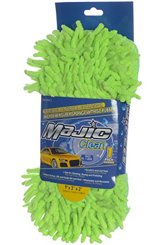 0812219024124 - MAJIC 9X4.5 CAR WASH CLEANING DRYING & POLISHING SPONGE WITH MICROFIBER STRANDS & SCRUBBER