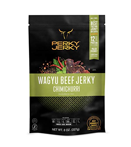 0812353022826 - PERKY JERKY CHIMICHURRI WAGYU BEEF JERKY, 8OZ | ANTIBIOTIC FREE | 12G PROTEIN | KETO PALEO | 100% U.S. SOURCED | HANDCRAFTED, TENDER TEXTURE, BOLD FLAVOR