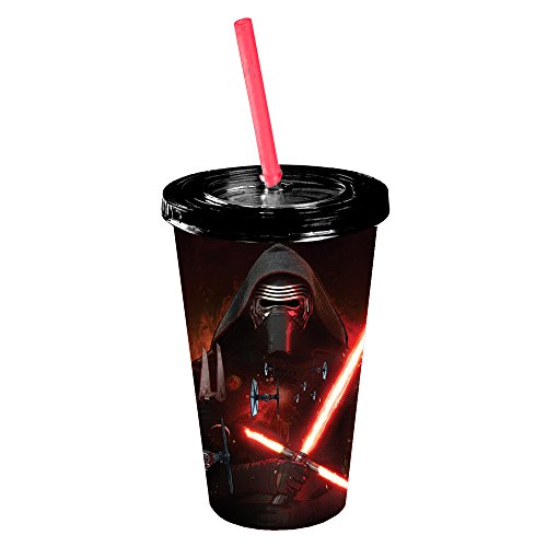 0812494025038 - STAR WARS SILVER BUFFALO SE0487 DISNEY EPISODE 7 KYLO REN POSTER COLD CUP WITH LID AND STRAW, 16 OZ, MULTICOLOR