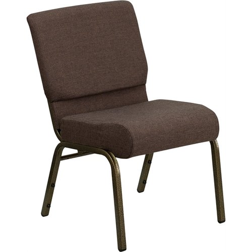 0812581012590 - FLASH FURNITURE FD-CH0221-4-GV-S0819-GG HERCULES SERIES 21-INCH EXTRA WIDE BROWN STACKING CHURCH CHAIR WITH 4-INCH THICK SEAT/GOLD VEIN FRAME