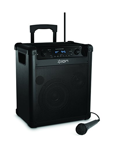 0812715017224 - ION AUDIO IPA76A BLOCK ROCKER PORTABLE BLUETOOTH SPEAKER SYSTEM WITH MICROPHONE, AM/FM RADIO, USB CHARGE PORT, AND WHEELS AND HANDLE FOR TRANSPORT