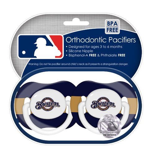 0812799012672 - MLB MILWAUKEE BREWERS PACIFIERS, 2-PACK