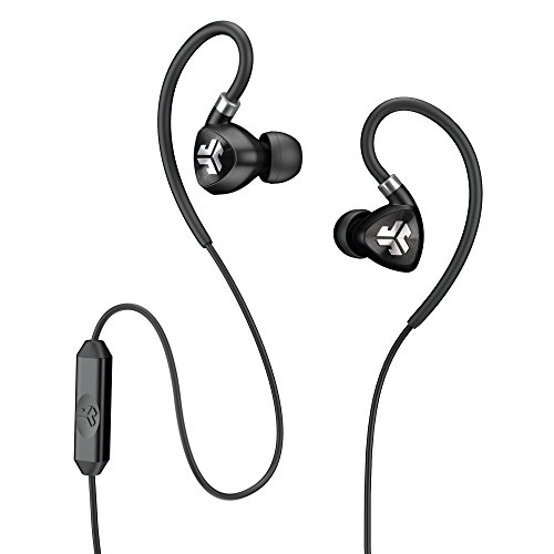 0812887014557 - JLAB FIT 2.0 SPORT EARBUDS, SWEATPROOF AND WATER RESISTANT WITH IN-WIRE CUSTOMIZABLE EARHOOKS - BLACK