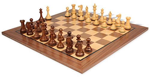 0812949019520 - THE CHESS STORE NEW EXCLUSIVE STAUNTON WOOD CHESS SET IN GOLDEN ROSEWOOD & BOXWOOD CHESS PIECES WITH WALNUT CHESS BOARD - 4 KING